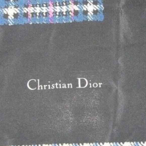 ❤️CHRISTIAN DIOR XL 56 x 54 Navy Pink Runway Silk Scarf Piano Shawl Wrap - Picture 3 of 8